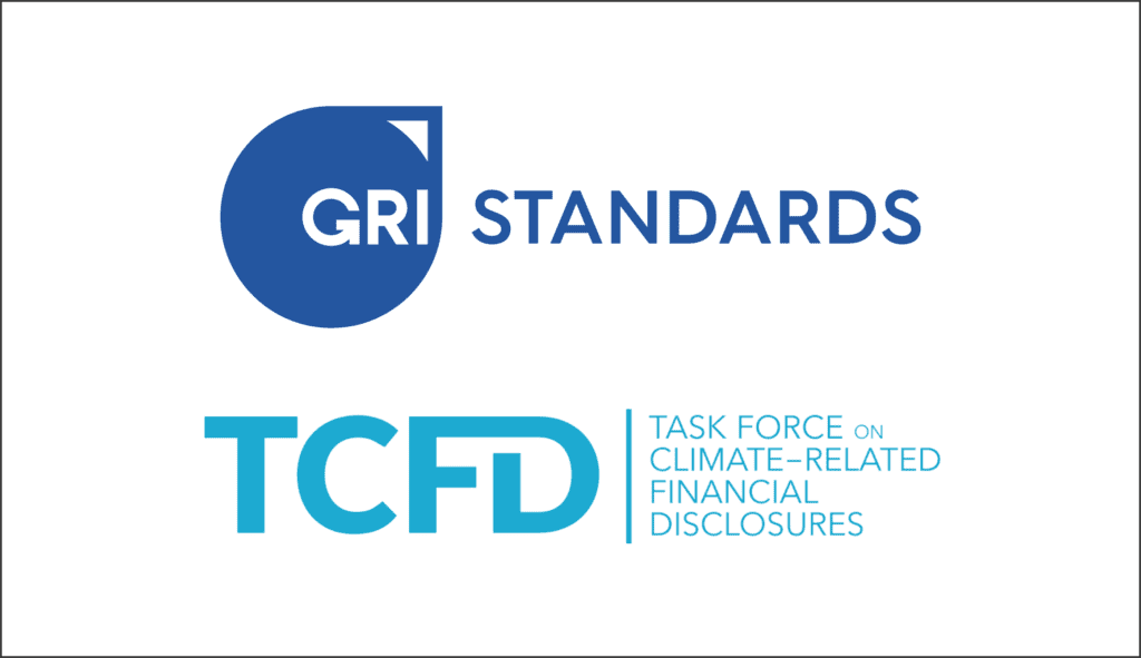 GRI standard and TCFD logos